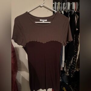 Chic Two-Tone Brown Mini Dress